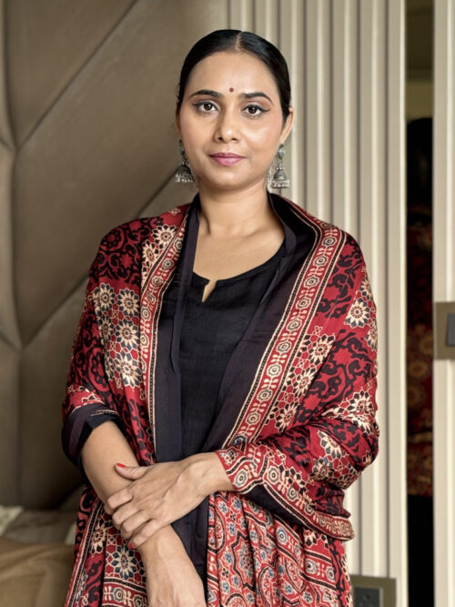 Ajrakh Modal Box Butta Print Dupatta - Rustic Red