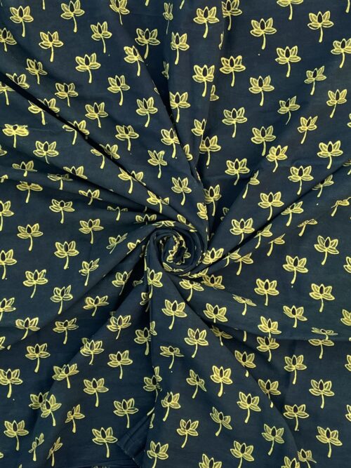Midnight Lotus Ajrakh Hand Block Cotton