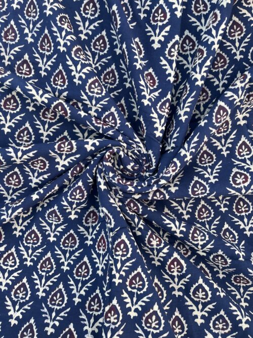 Deep Neel Flower Ajrakh Hand Block Cotton