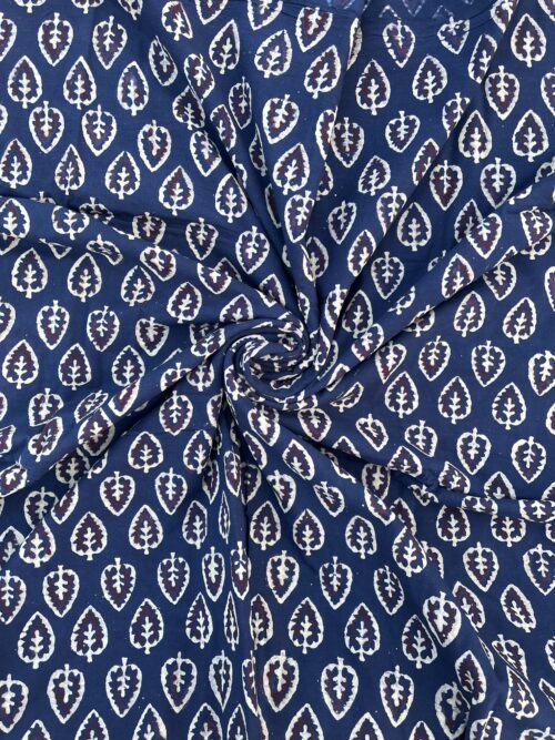 Indigo Patra Motif Ajrakh Hand Block Cotton Fabric