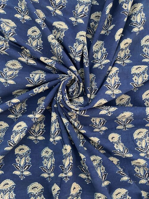 Shwet Kamal Ajrakh Hand Block Cotton Fabric