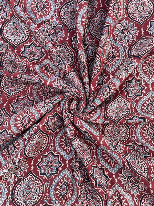 Rust Relic Pattern Ajrakh Hand Block Cotton Fabric