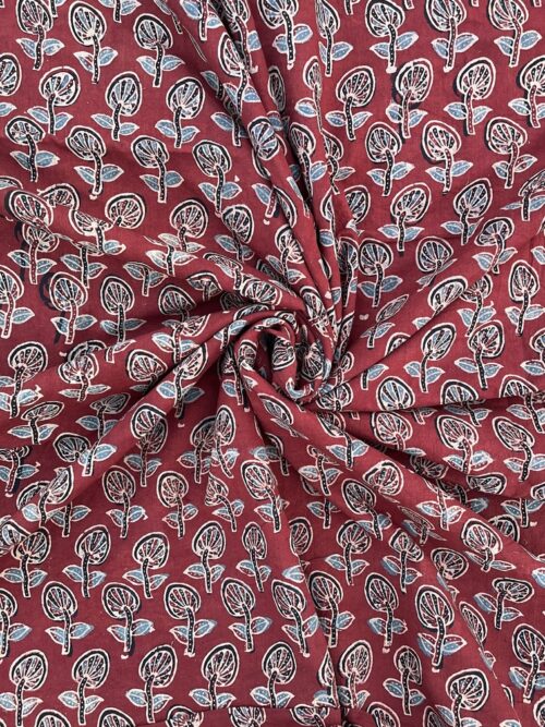 Madder Root Meadow Ajrakh Hand Block Cotton Fabric