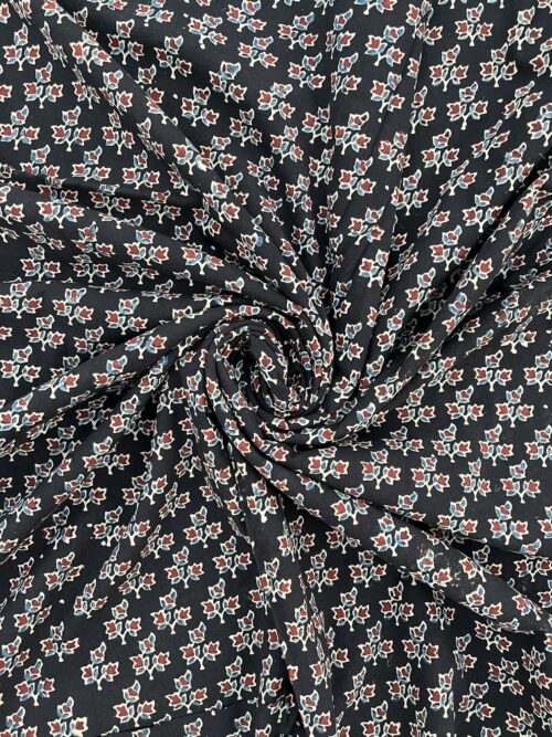 Deep Aakash Kusum Ajrakh Hand Block Cotton Fabric