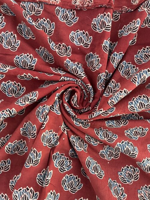 Madder Sun Bloom Ajrakh Hand Block Cotton Fabric