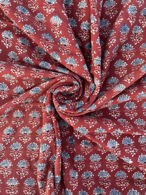 Crimson Earth Akasha Buti Ajrakh Hand Block Cotton Fabric