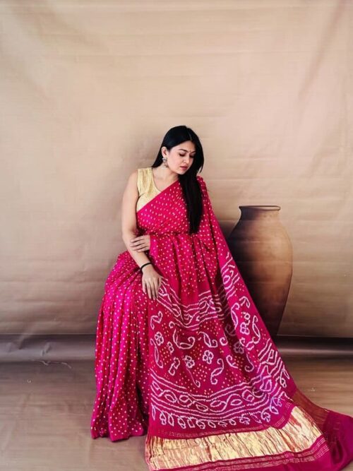 Royal Rani Pink Bandhani Saree