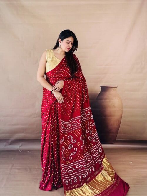 Classic Maroon Bandhani Saree
