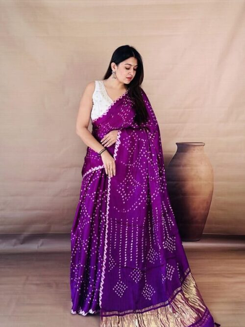 Imperial Purple Bandhani Saree