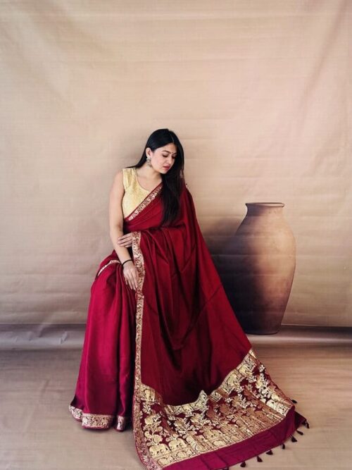 Deep Maroon Dola Silk