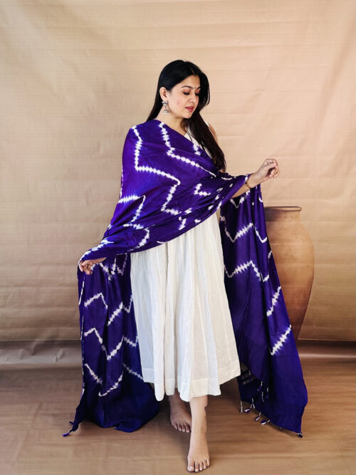 Royal Blue Bandhani Modal Silk Dupatta
