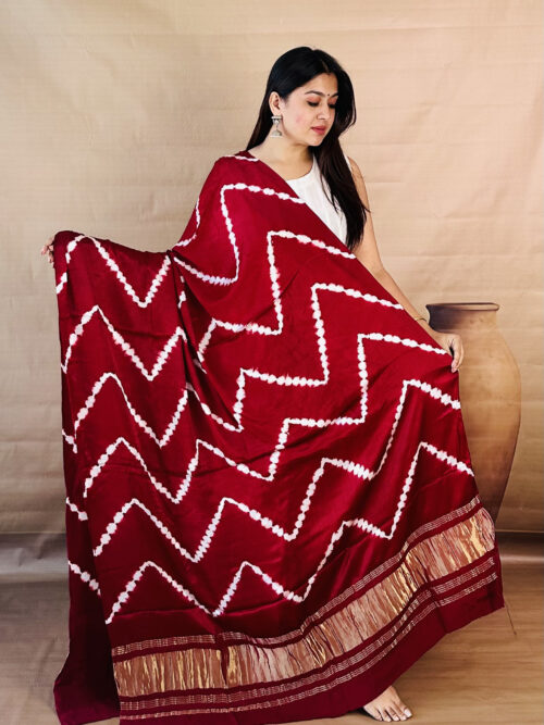 Rich Maroon Bandhani Modal Silk Dupatta